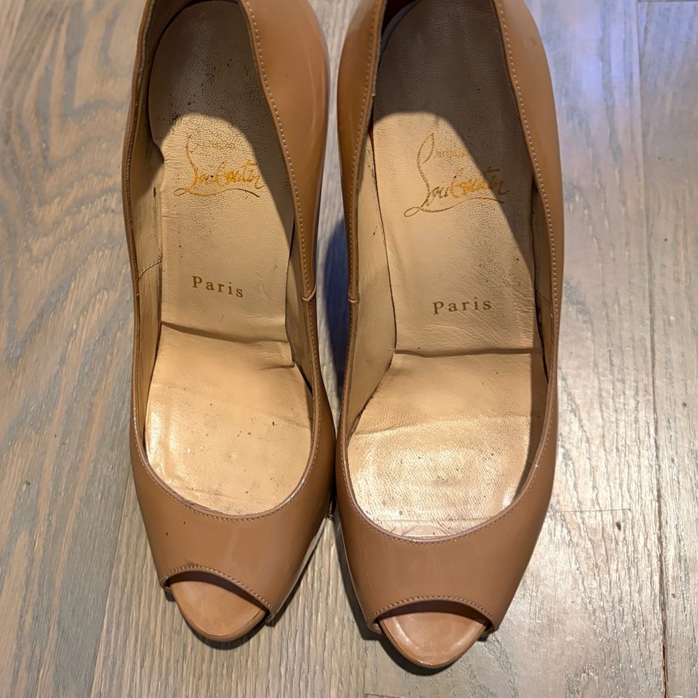 Christian Louboutin Nude Peep-Toe Heels
